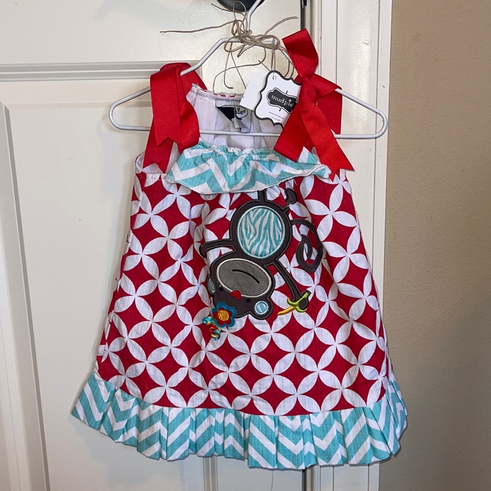 NWT Mudpie Monkey dress 0-6 months